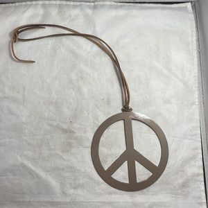 Oversized Novalty Metal Peace Sign Necklace